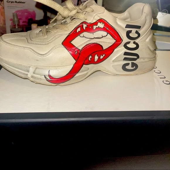 Gucci | Shoes | Guccirhyton Sneaker With Mouth Print | Poshmark display picture 3
